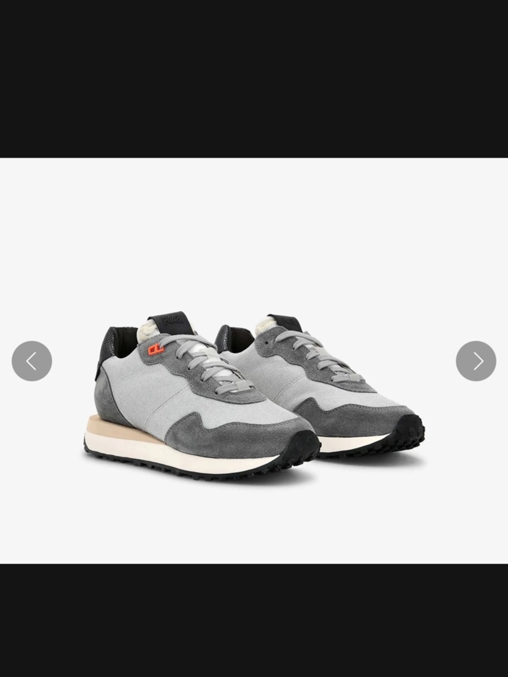 P448 Gray and Off-White Retro Runner Sneakers